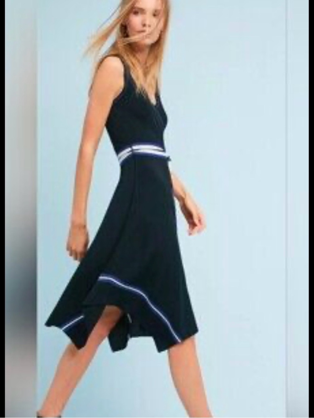 Anthropology Maeve blue black Polo knit sleeveless dress XS v neck